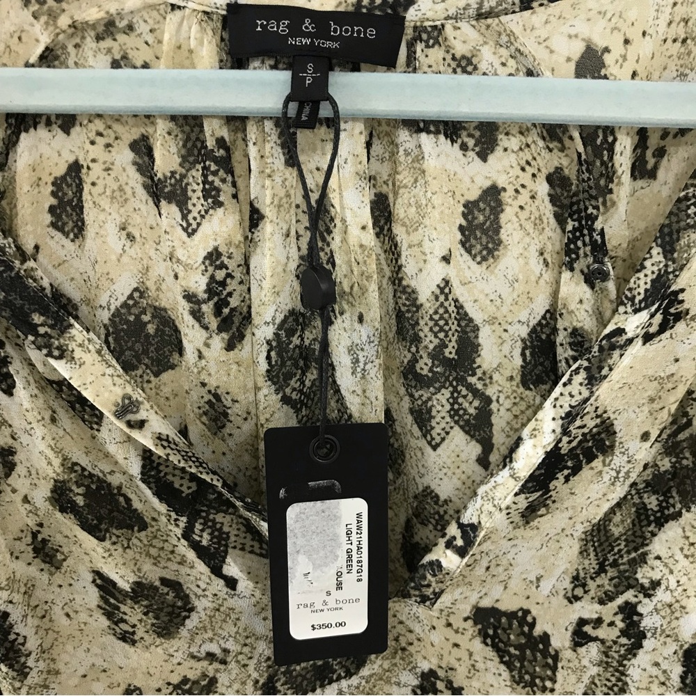 Rag & Bone Light Green Yuni Printed Blouse - Picture 8 of 8